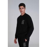 LUFİAN Erkek Slim Fit Bisiklet Yaka Sweatshirt, Siyah, S Beden