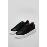 Lufian Hakiki Deri Bağcıklı Rahat Günlük Sneaker Siyah Beyaz Erkek Ayakkabı