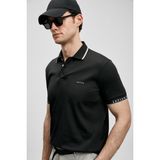 Lufian Hold Smart Erkek Polo Tişört Siyah Kısa Kol Günlük Stil Örme Malzeme 2XL
