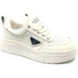 Lufian Jennifer Kadın Beyaz Sneaker Ayakkabı Deri Malzeme ile Düz Taban 122230018 V2