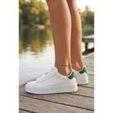 Lufian Kadın Beyaz Yeşil Detaylı Hafif Platform Tabanlı Günlük Sneaker & Spor Ayakkabı