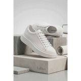 Lufian Kadın Siyah/Beyaz Deri Sneaker - Kalın Tabanlı Casual Günlük Ayakkabı
