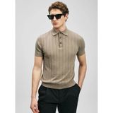 Lufian Lufıan Bej Erkek Slim Fit Fitilli Polo T-Shirt Bold - XL - Kum