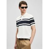 Lufian Lufıan Beyaz Erkek Slim Fit Çizgili Polo T-Shirt Brando - 4XL - Kırık Beyaz