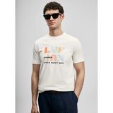 Lufian Lufıan Beyaz Erkek Slim Fit Yazı Baskılı T-Shirt Sunny - Kırık Beyaz