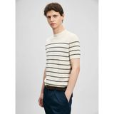 Lufian Lufıan Kırık Beyaz Erkek Bisiklet Yaka Slim Fit Çizgili T-Shirt Danıel - XL