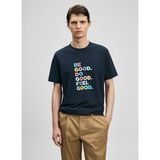 Lufian Lufıan Lacivert Erkek Slim Fit Yazı Baskılı T-Shirt Good - 2XL