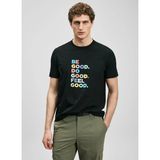 Lufian Lufıan Siyah Erkek Slim Fit Slogan Baskılı T-Shirt Good