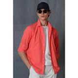 Lufian Makro Erkek Smart Gömlek Comfort Slim Fit Mercan