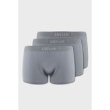 Lufian Mark 3 Adet Erkek Modal Dikişsiz Boxer Açık Gri - 2XL
