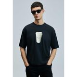 Lufian Omen Modern Grafik T-Shirt, XL, 111020252, Siyah, Erkek