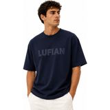 Lufian Oscar Modern Grafik Beyaz Erkek T-Shirt 111020280 - Lacivert