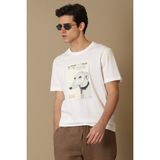 Lufian Oversize Minimalist Erkek T-Shirt - Kısa Kol Yuvarlak Yaka Günlük - 2XL - Beyaz