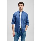 Lufian Pitaya Erkek Keten Gömlek Comfort Fit - Saks - 3XL