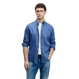 Lufian Pitaya Erkek Keten Gömlek Comfort Fit, Saks, 4XL Beden