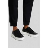 Lufian Siyah Deri Sneaker Ayakkabı Erkekler İçin Düz Tabanlı Modern Stil