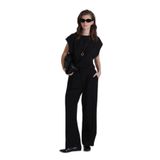 Lufian Valery Kadın T-Shirt Regular Fit,%100 Pamuk, Siyah, XS