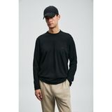 Lufian Vıctor Erkek Uzun Kol T-Shirt Siyah Günlük Stil Örme Kumaş Regular Fit
