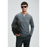 Lufian Zen Erkek Kazak - Koyu Gri - 4XL