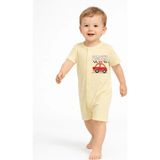 Luggi Baby Bisiklet Yaka Baskılı Erkek Bebek Jakarlı Kısa Tulum - Sarı - 2 - 3 Yaş