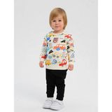Luggi Baby Bisiklet Yaka Baskılı Erkek Bebek Sweatshirt ve Eşofman Alt 2'li - 18 - 24 Ay - Ekru