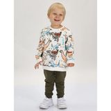 Luggi Baby Bisiklet Yaka Baskılı Erkek Bebek Sweatshirt ve Eşofman Alt 2'li - 9 - 12 Ay - Ekru