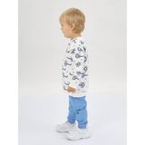 Luggi Baby Bisiklet Yaka Baskılı Erkek Bebek Sweatshirt ve Eşofman Alt 2'li Takım - 12 - 18 Ay - Mavi