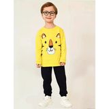 Luggi Baby Bisiklet Yaka Baskılı Erkek Bebek Sweatshirt ve Eşofman Alt 2'li Takım - 6 - 9 Ay - Sarı - Siyah