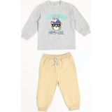 Luggi Baby Bisiklet Yaka Erkek Bebek Sweatshirt ve Eşofman Alt 2'li Takım - 12 - 18 Ay - Bej