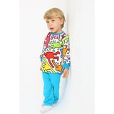 Luggi Baby Bisiklet Yaka Erkek Bebek Sweatshirt ve Eşofman Alt 2'li Takım - 6 - 9 Ay - Turkaz