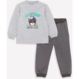 Luggi Baby Bisiklet Yaka Erkek Bebek Sweatshirt ve Eşofman Alt 2'li Takım - 9 - 12 Ay - Antrasit