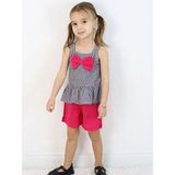 Luggi Baby Bisiklet Yaka Kolsuz Kız Bebek Bluz ve Şort 2'li Takım - 12 - 18 Ay - Fuşya