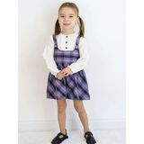 Luggi Baby Bisiklet Yaka Uzun Kollu Gömlek ve Askılı Kız Bebek Elbise - 3 - 6 Ay - Lila