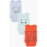 Luggi Baby Yenidoğan - 3 Yaş Bisiklet Yaka Pamuklu Erkek Bebek Çıtçıtlı Atlet Body 3'lü LG-8140-1 - Mavi - 12 - 18 Ay