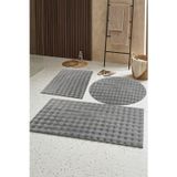 Lugmo Banyo Paspası Açık Gri Gri Kaymaz Taban Peluş Bubble 50X50 cm