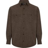 Lugon Erkek Çift Cep Kışlık Kaşmir Gömlek - 4XL - Kahverengi