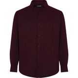 Lugon Klasik Kışlık Çift Cep Kaşmir Erkek Gömlek - 2XL - Bordo