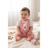 Lui Baby Denim Salopet Beyaz Tişört Pembe İkili Takım