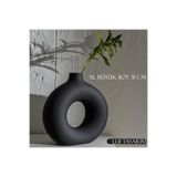 Lui Tasarım Bohem Xl Büyük Boy Seramik Nordic Tarz Siyah Sade Iskandinav Tarzı Donut Vazo Seramik 31*31CM
