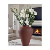 Lui Tasarım Kahverengi Seramik Küp Vazo 24 cm Dekorasyon Modern Minimalist Bohem Sade Şık