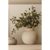 Lui Tasarım Krem Rengi Alya Vazo 20 CM Dokulu Stonware Toprak Vazo Doğal Modern Minimalist