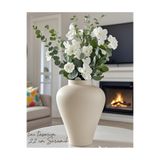 Lui Tasarım Krem Seramik Küp Vazo 22 cm Dekorasyon Modern Minimalist Bohem Sade Şık