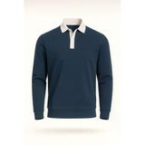 Luis Polo Yaka Selanik Örme Kumaş Erkek Sweatshirt - İndigo