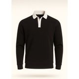 Luis Polo Yaka Selanik Örme Kumaş Erkek Sweatshirt - Siyah