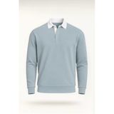 Luis Polo Yaka Selanik Örme Kumaş Erkek Sweatshirt - Soğuk Mavi