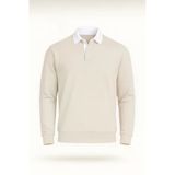 Luis Polo Yaka Selanik Örme Kumaş Erkek Sweatshirt - Taş