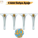 Lukens 4 Adet Beyaz Gold Sehpa Masa Ayakları 40 Cm Plastik Ayak Mobilya Zigon Orta Sehpası Ayağı