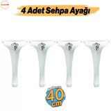 Lukens 4 Adet Beyaz Gümüş Sehpa Masa Ayakları 40 Cm Plastik Ayak Mobilya Zigon Orta Sehpası Ayağı