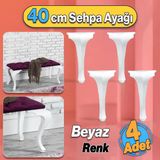 Lukens Plastik Beyaz Renk Mobilya Zigon Çay Orta Sehpa Ayağı 40 Cm Sehpası Ayak 4 Adet