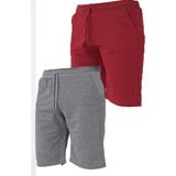 Lukitus 2 Iplik Örme Pamuklu Erkek Şort 2 Adet - Bordo - Gri - 2XL